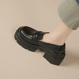 Jnyhbzz Style Student Loafers Female Black Platform Platform Small Leather Shoes Female 2024 New Korean Single Shoe Women