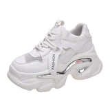 Jnyhbzz Station Thick Bottom Dad Shoes Round Head Spring And Autumn New Fashion Casual Net Front With Sports Shoes Female Platform Shoes