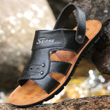 Jnyhbzz Summer Sandals Fashion Cowhide Beach Shoes Casual Fashion Plus Size Men's Shoes 46 47