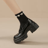 Jnyhbzz Style Student Loafers Female Black Platform Platform Small Leather Shoes Female 2024 New Korean Single Shoe Women