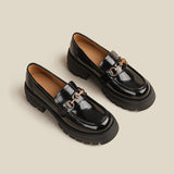 Jnyhbzz Style Black Bright Face New Foot With Small Leather Shoes Female Retro French Shoes Loafers 2024 New