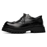 Jnyhbzz 2024 New Platform Derby Shoes Block British Harbor Wind Casual Shoes Leather Shoes Niche Tide Premium 1808-A