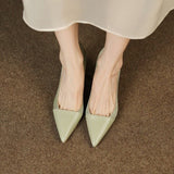 Jnyhbzz Spring And Summer New Splicing Brown Light Mouth Single Shoes Female French Pointed Female Thin Heel Simple Temperament High Heels