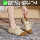 Jnyhbzz Up Boken Shoes Female 2024 New Spring And Autumn Single Shoes Flat Floor Retro Soft Leather Foreign Style One Foot Pedal Happy Small Leather Shoes