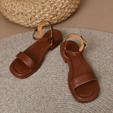 Jnyhbzz Vintage Brown Sandals Summer 2024 Soft Leather Toe Roman Shoes
