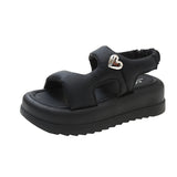 Jnyhbzz Summer New Platform Soft Leather Slippers Women Wear Cross-Platform Beach Shoes Casual Fairy Wind Sandals