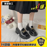 Jnyhbzz Thick Bottom High Heel College Wind Mary Jane Jk Small Leather Shoes Female 2024 New Korean Version Of The Chain British Wind Single Shoes