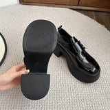 Jnyhbzz Loafer Spring 2024 New Foot Pedal Increased Thick Heel Black Fashion Simple British Small Leather Shoes Woman