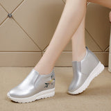 Jnyhbzz Spring And Autumn New Korean Version Of Fashion Cake Shoes Women Increase Pure Color Casual Small White Shoes Wedge Women's Shoes