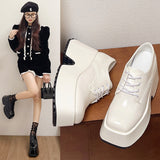 Jnyhbzz Square Head Loafers Women 2024 New Fashion Increased Front Tie Single Shoes Casual College Wind Small Leather Shoes