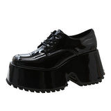 Jnyhbzz Square Head Loafers Women 2024 New Fashion Increased Front Tie Single Shoes Casual College Wind Small Leather Shoes