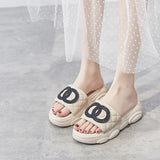 Jnyhbzz Red Slippers Female Wear Summer Fashion Versatile With Thick Bottom Small Fragrant Wind Summer Slippers 21 New