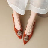 Jnyhbzz Spring 2024 New Soft Leather Pointed Metal Buckle Shallow Single Shoes Cat With Temperament Commuting High Heels