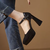 Jnyhbzz Temperament Thick With Frosted Soft Leather High Heels Female 2024 Spring Waterproof Platform Thick Bottom Tip A Word With Shallow Mouth Single Shoes
