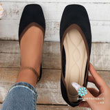 Jnyhbzz Weave Breathable Low Top Shallow Mouth Square Head Single Shoes Women's Low Heel Flat Spell Color Lazy Work Shoes Wish