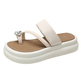 Jnyhbzz Toe Diamond Slippers Female 2024 Summer New Korean Version Fashion Leisure Thick Bottom One Word Outside Wear Slippers