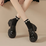 Jnyhbzz Style Student Loafers Female Black Platform Platform Small Leather Shoes Female 2024 New Korean Single Shoe Women