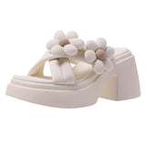 Jnyhbzz Wind Flower Thick Bottom Slippers Female Wear Female 2024 Summer New Fashion Beach Open Toe Slippers Women