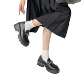 Jnyhbzz Thick Bottom High Heel College Wind Mary Jane Jk Small Leather Shoes Female 2024 New Korean Version Of The Chain British Wind Single Shoes