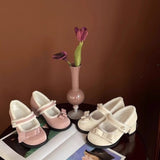 Jnyhbzz Jane Shoes Female Thick Heel And Velvet Fairy Bean Wool Shoes Winter Wear Soft Sole Night Wind Gentle Single Shoe Bow
