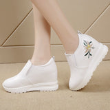 Jnyhbzz Spring And Autumn New Korean Version Of Fashion Cake Shoes Women Increase Pure Color Casual Small White Shoes Wedge Women's Shoes