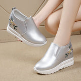 Jnyhbzz Spring And Autumn New Korean Version Of Fashion Cake Shoes Women Increase Pure Color Casual Small White Shoes Wedge Women's Shoes