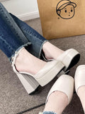 Jnyhbzz High Heel Barbie Shoes Platform Platform Thick Heel Fairy White Mary Jane Shoes Small 12Cm Wedding Dress Artifact Wedding Shoes