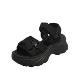 Jnyhbzz Spring And Summer Velcro Cake Shoes 2024 New Korean Casual Sports Roman Platform Sandals