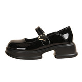 Jnyhbzz Sole Loafers Female Retro British Style Pine Platform Small Leather Shoes Thick Heel Mary Jane Single Shoes Casual Shoes