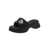 Jnyhbzz Slippers Female Spring And Summer New Fairy Wind Love Simple One-Word Trawl Red Pine Cake Thick Bottom Beach Slippers