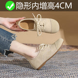 Jnyhbzz Up Boken Shoes Female 2024 New Spring And Autumn Single Shoes Flat Floor Retro Soft Leather Foreign Style One Foot Pedal Happy Small Leather Shoes