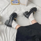 Jnyhbzz Thick Bottom High Heel College Wind Mary Jane Jk Small Leather Shoes Female 2024 New Korean Version Of The Chain British Wind Single Shoes