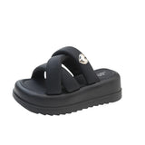 Jnyhbzz Summer New Platform Soft Leather Slippers Women Wear Cross-Platform Beach Shoes Casual Fairy Wind Sandals