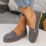 Jnyhbzz Spring And Summer Round Head Flat Heel Light Mouth Shoes Metal Buckle Flat Bottom Women's Shoes Students Bean Shoes Casual Single Shoes
