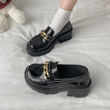 Jnyhbzz Thick Bottom High Heel College Wind Mary Jane Jk Small Leather Shoes Female 2024 New Korean Version Of The Chain British Wind Single Shoes