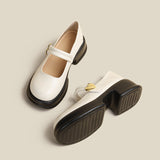 Jnyhbzz Sole Loafers Female Retro British Style Pine Platform Small Leather Shoes Thick Heel Mary Jane Single Shoes Casual Shoes