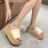 Jnyhbzz Summer New Small Platform Slippers Women Wear Holiday Cool Drag Open-Toe Beach Shoes Platform Shoes Slippers