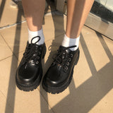 Jnyhbzz Small Leather Shoes Female 2024 New British Wind Platform Platform Shoes Ins Flat Versatile Single Shoes