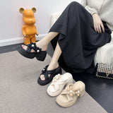Jnyhbzz Wind Flower Thick Bottom Slippers Female Wear Female 2024 Summer New Fashion Beach Open Toe Slippers Women