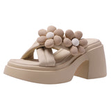 Jnyhbzz Wind Flower Thick Bottom Slippers Female Wear Female 2024 Summer New Fashion Beach Open Toe Slippers Women