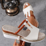 Jnyhbzz Summer New National Style With Sandals Platform Heel Buckle Large Size Sandals