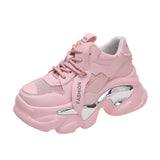 Jnyhbzz Station Thick Bottom Dad Shoes Round Head Spring And Autumn New Fashion Casual Net Front With Sports Shoes Female Platform Shoes
