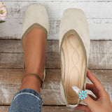 Jnyhbzz Weave Breathable Low Top Shallow Mouth Square Head Single Shoes Women's Low Heel Flat Spell Color Lazy Work Shoes Wish