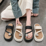 Jnyhbzz Toe Diamond Slippers Female 2024 Summer New Korean Version Fashion Leisure Thick Bottom One Word Outside Wear Slippers
