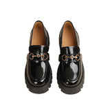 Jnyhbzz Style Black Bright Face New Foot With Small Leather Shoes Female Retro French Shoes Loafers 2024 New