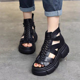 Jnyhbzz Spring And Summer 2024 Sandals Women's Platform Hollow Out Sandals Rome Sandals Open Toe High Top Women's Sandals