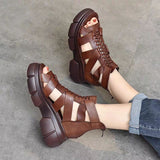 Jnyhbzz Spring And Summer 2024 Sandals Women's Platform Hollow Out Sandals Rome Sandals Open Toe High Top Women's Sandals