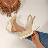 Jnyhbzz Thick Bottom High Heel Pointed Head Drag Women's Shoes After Empty Buckle Straw Hemp Rope Bottom