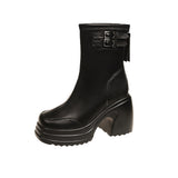 Jnyhbzz Bottom Martin Boots Women Wear Outside The New 2024 Autumn And Winter New Black Simple High Heel Ankle Boots Thick Heel Small Ankle Boots Back Zipper