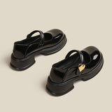 Jnyhbzz Sole Loafers Female Retro British Style Pine Platform Small Leather Shoes Thick Heel Mary Jane Single Shoes Casual Shoes